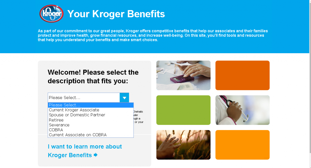 kroger employee login for associate benefits screenshot