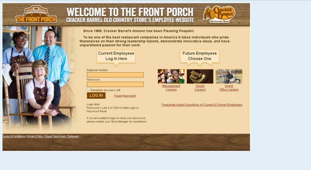 cracker barrel employee login portal screenshot