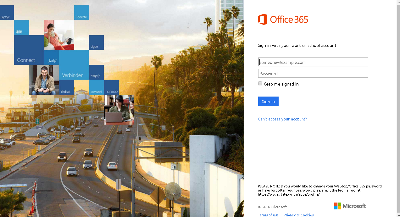 Office 365 login website screenshot