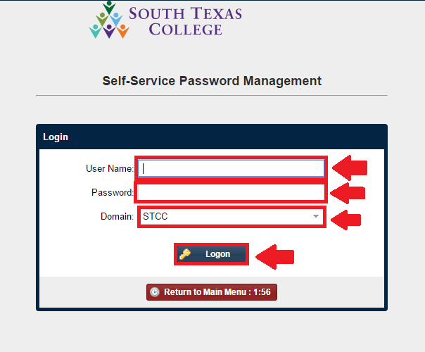 stc blackboard change password process screenshot