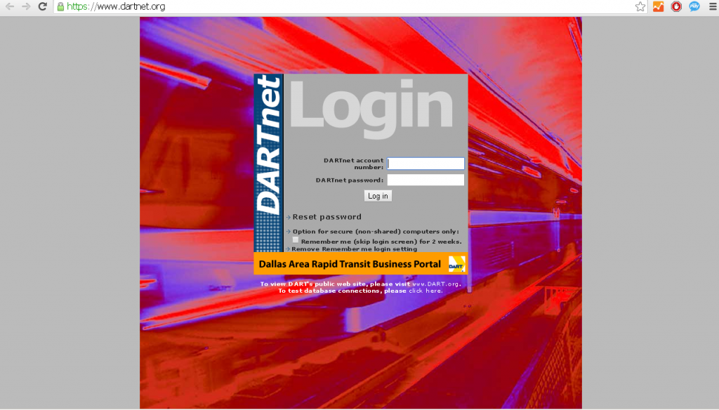 dartnet.org business portal login page screenshot