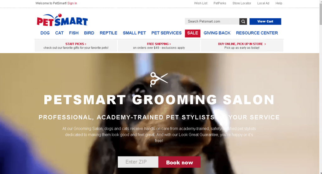 petsmart grooming book online screenshot