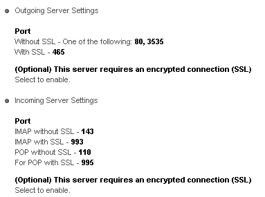 login.secureserver.net server settings screenshot