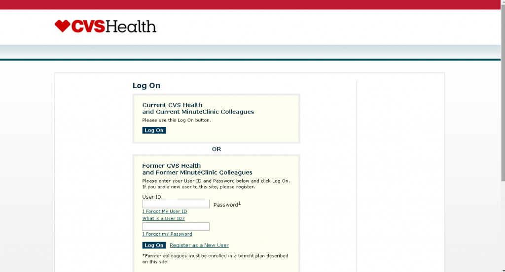 cvs employee login for employee benefits screenshot