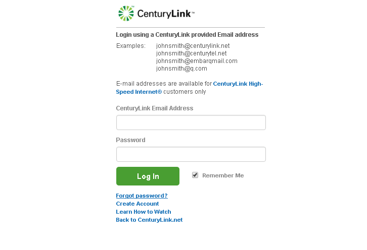 centurylink.net homepage login screenshot