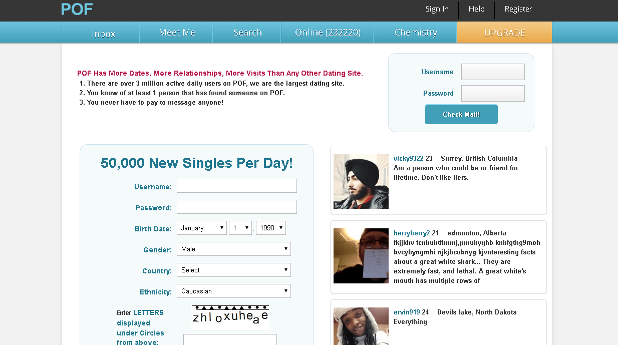 Pof dating site search