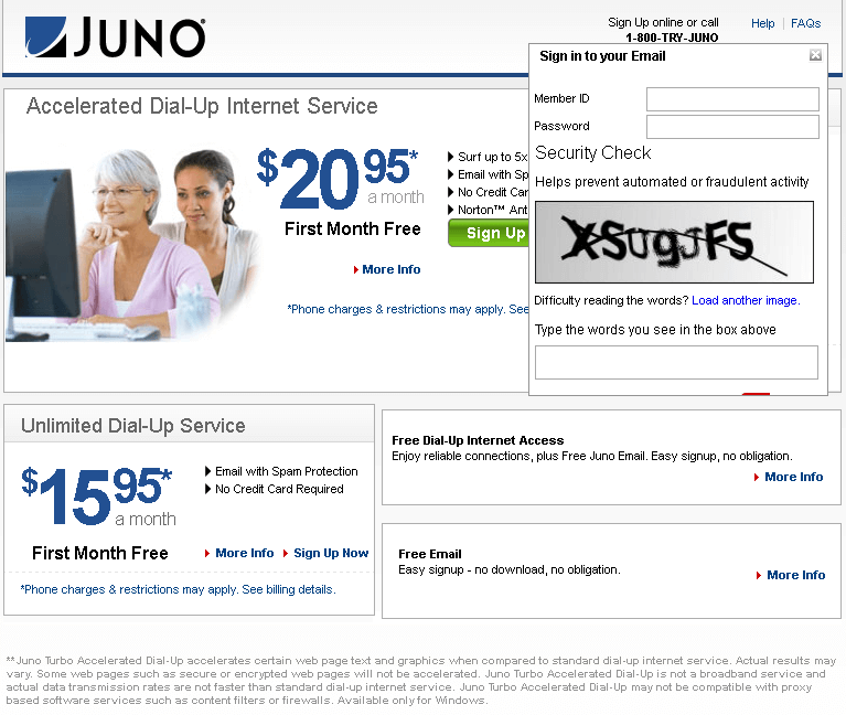 juno email login portal screenshot