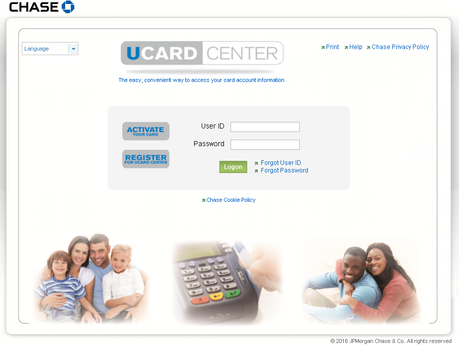 ucard chase login site screenshot