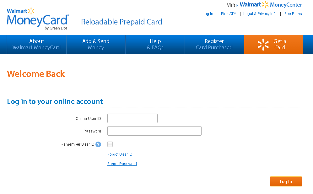 walmart credit card login portal screenshot