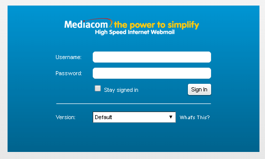 mediacom webmail login site screenshot