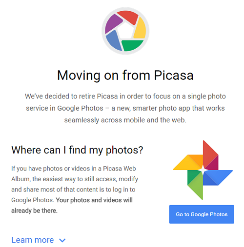Picassa is now Google Photos