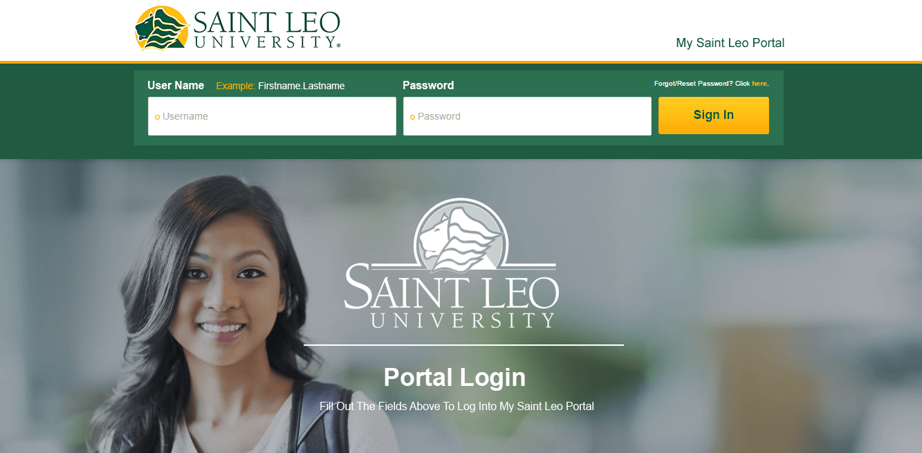 saint leo login page screenshot