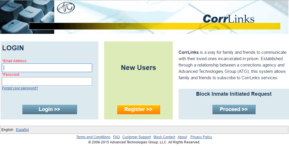 CorrLinks login portal screenshot