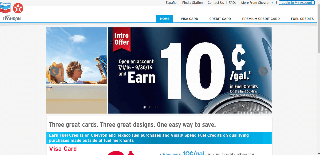 chevron credit card login portal screenshot