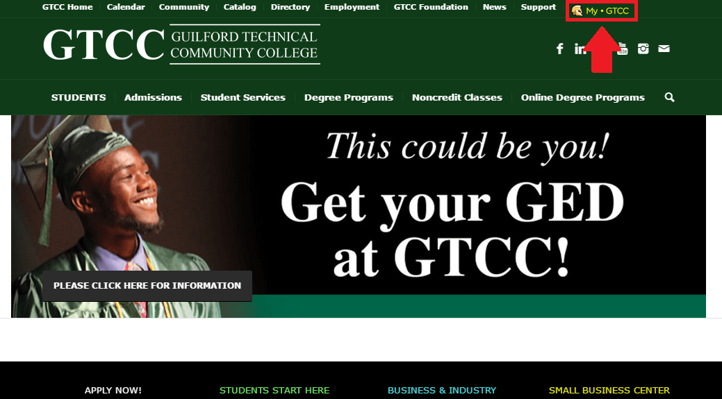 gtcc home page screenshot