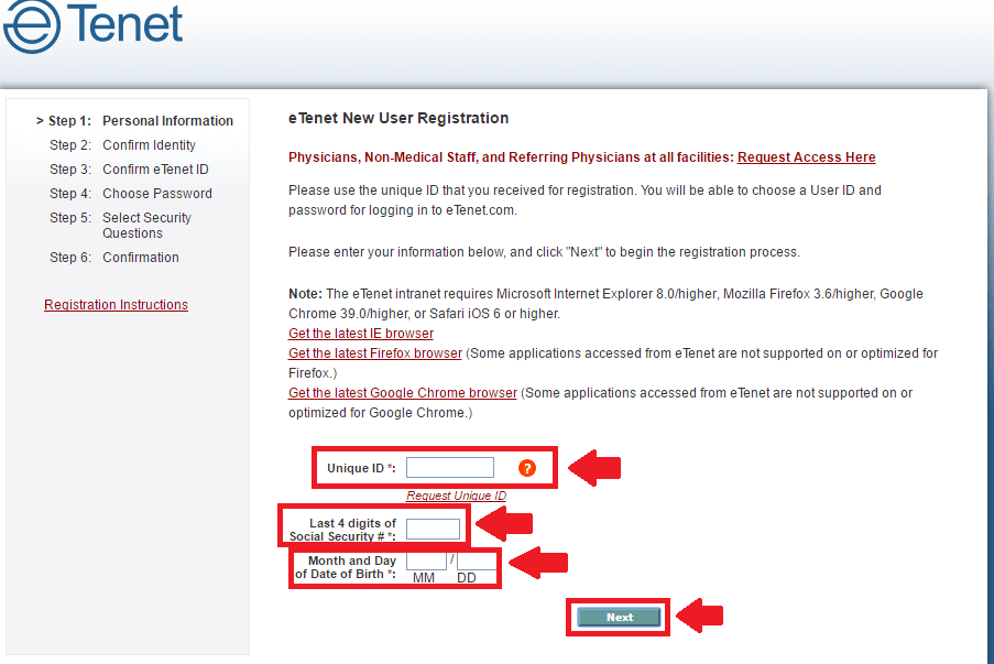 etenet new user registration process screenshot