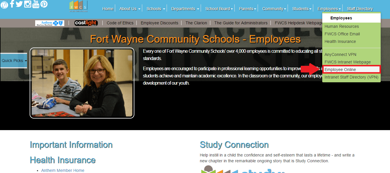 fwcs employee online button screenshot