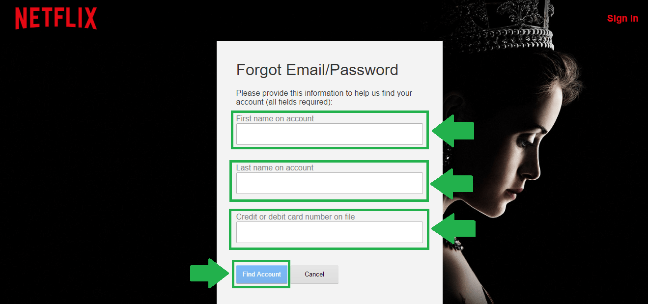 netflix forgot email or phone find account process screenshot
