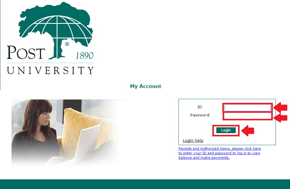 post university view or pay bill login process screenshot