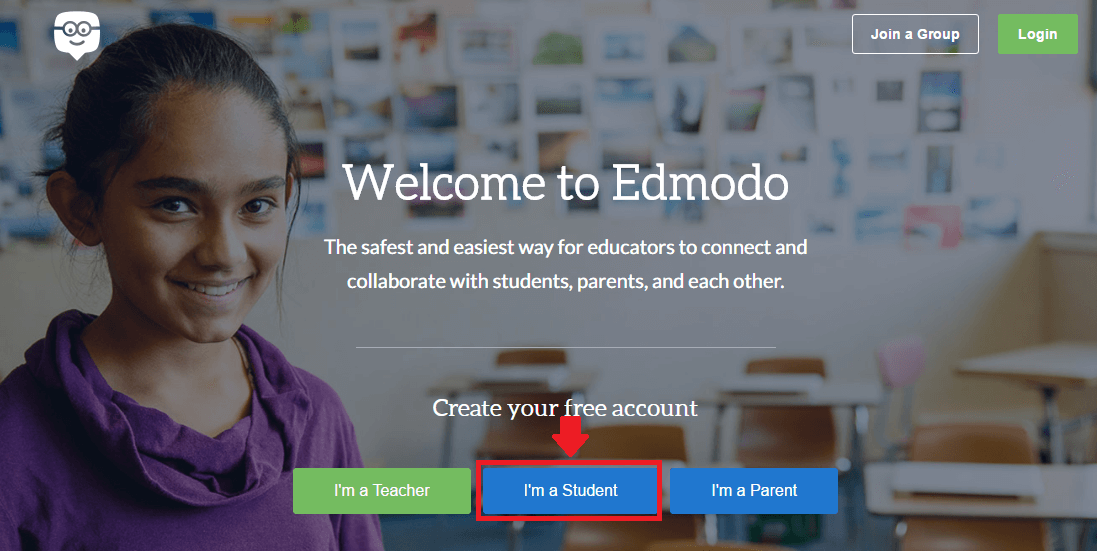 edmodo create student account button screenshot