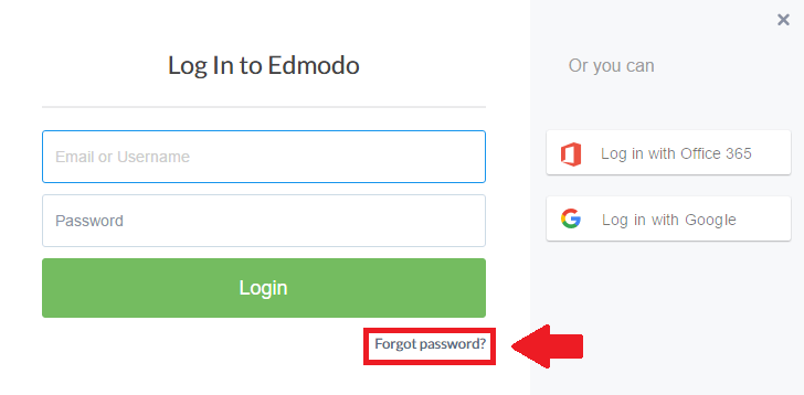 edmodo forgot password link screenshot
