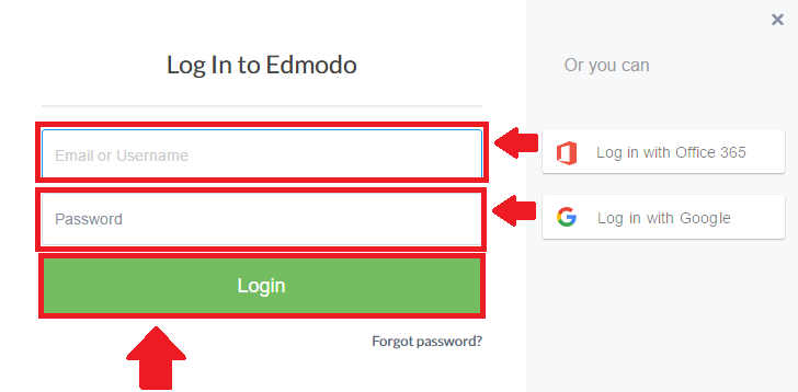 edmodo student login process screenshot