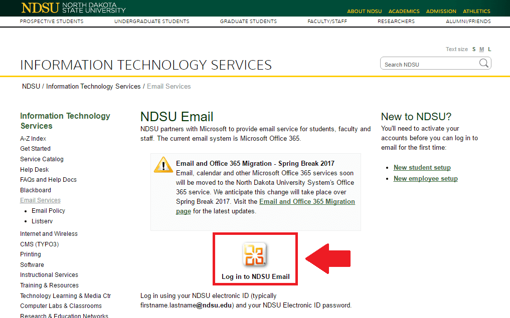 ndsu webmail button screenshot