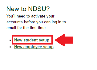 ndsu webmail new student setup link screenshot