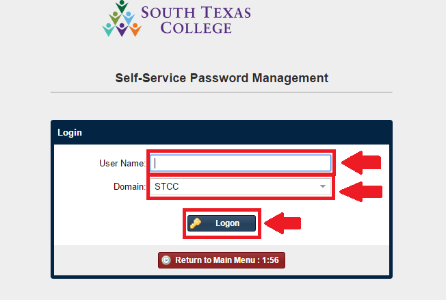 stc blackboard reset password process screenshot