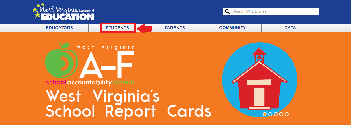wvde homepage students button screenshot