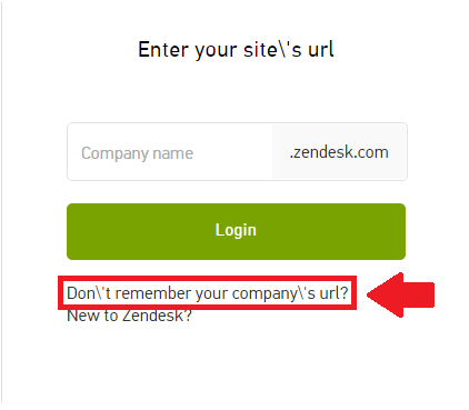 zendesk forgot company url link screenshot