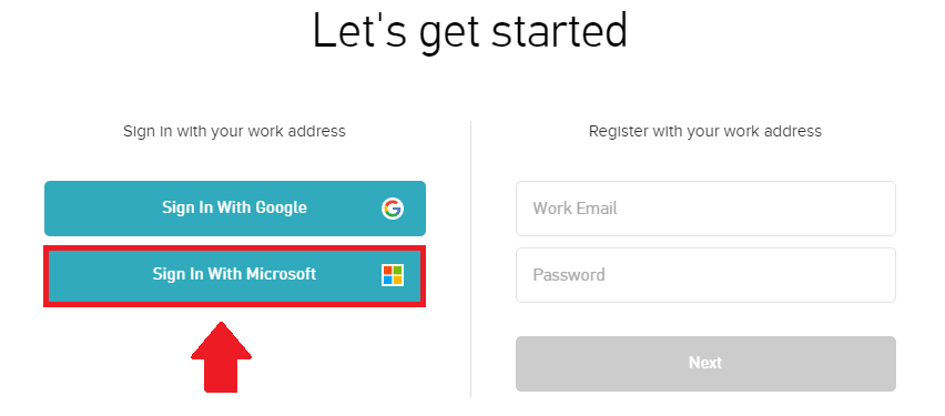 zendesk sign in with microsoft button screenshot