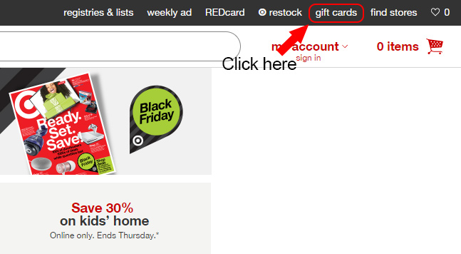 Target Gift Card Balance Login homepage