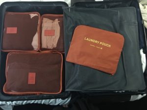 a luggage with packing cubes